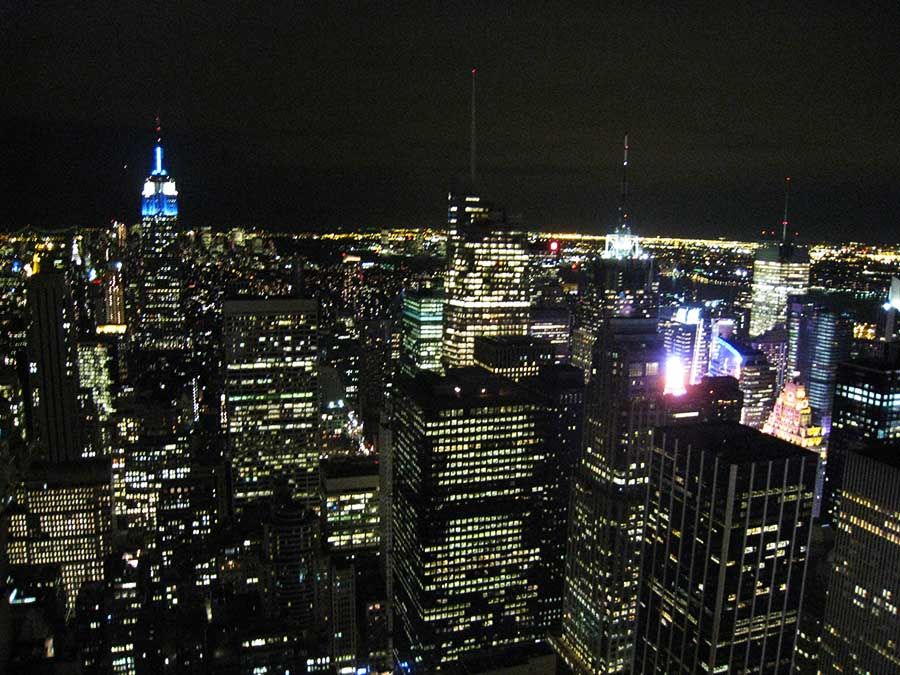 Vistas nocturnas de Nueva York desde Rockefeller Center