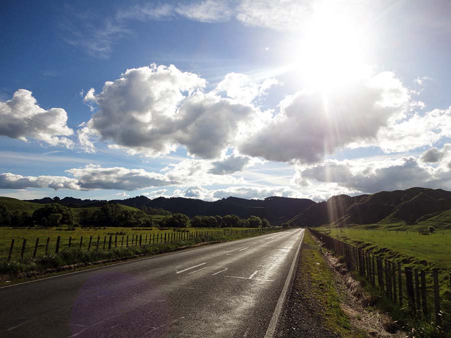 Paisaje durante una ruta por Nueva Zelanda