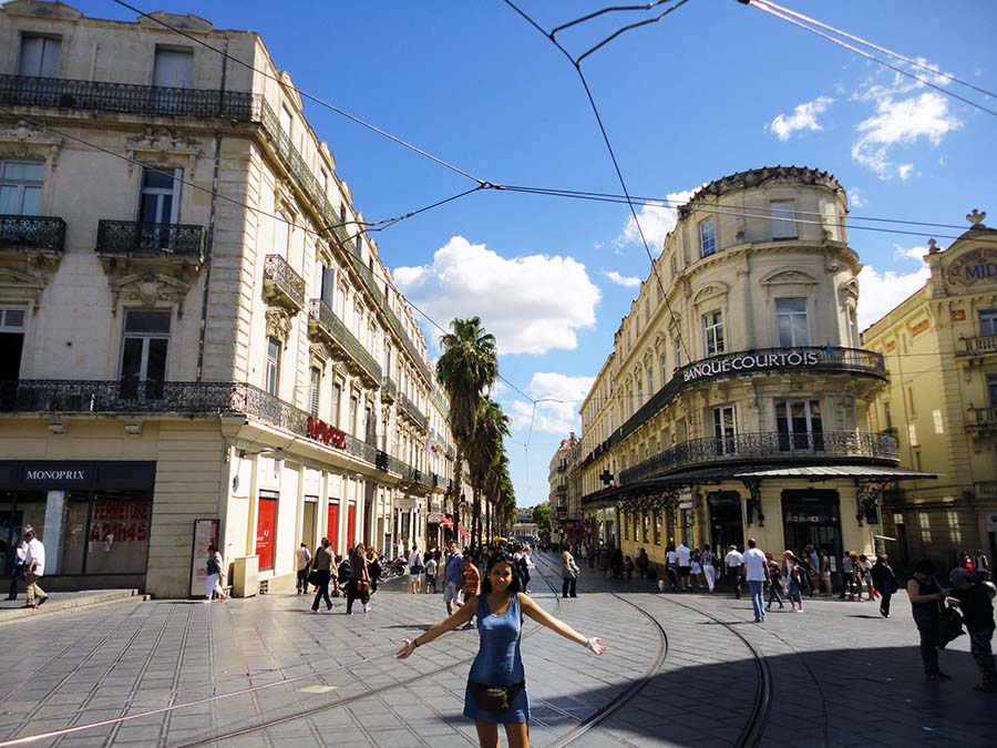 Centro histórico de Montpellier al comenzar la ruta