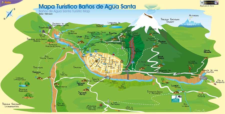 Mapa de Baño de Agua Santa Ecuador