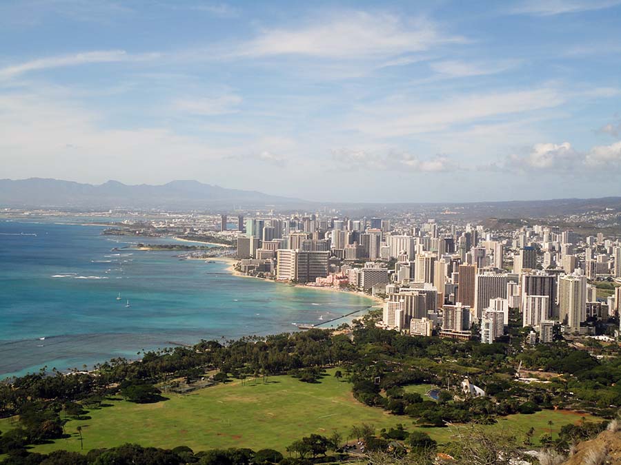 Diamond Head y la costa de Oahu