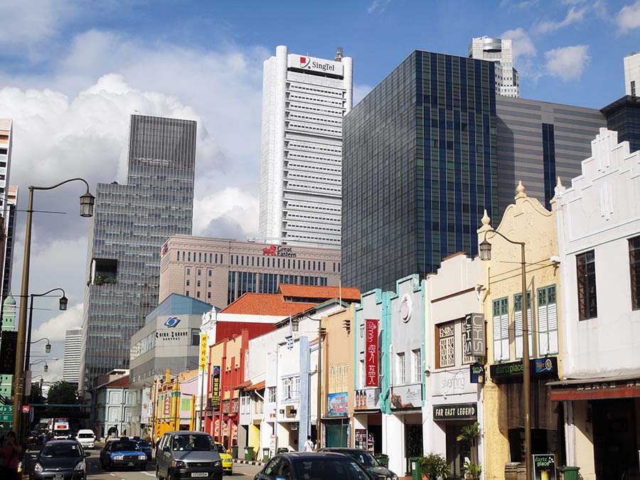 Calles y edificios de Chinatown en Singapur
