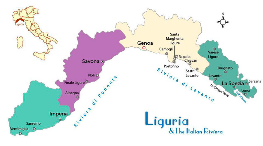 Mapa Costa de Liguria